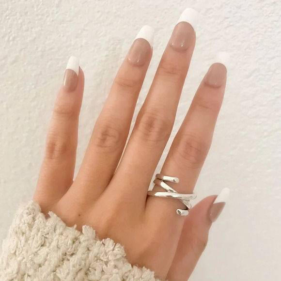 925 Sterling Silver Criss Cross Ring Chunky Ring Geometric Ring Twist Ring - Picture 3 of 9